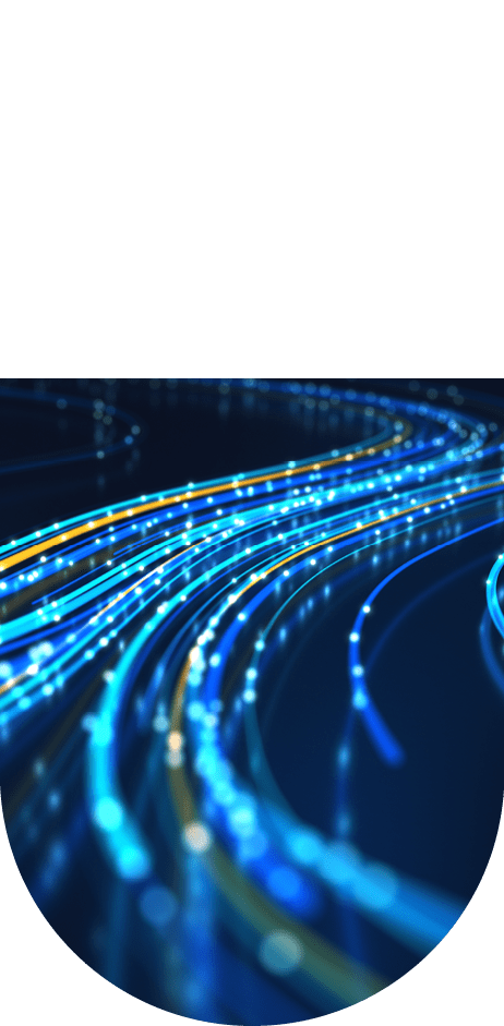 Close up of network data flowing on black background.