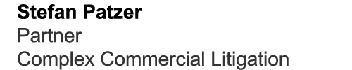 Stefan Patzer Partner Complex Commercial Litigation