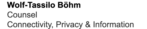 Wolf Tassilo B hm Counsel Connectivity, Privacy & Information