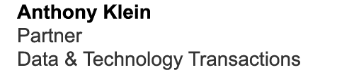 Anthony Klein Partner Data & Technology Transactions