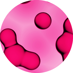 Pink molecules. 3D drops pattern. Beauty background. Cosmetic products for makeup and skin care. Cosmetology.