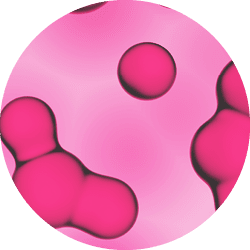 Pink molecules. 3D drops pattern. Beauty background. Cosmetic products for makeup and skin care. Cosmetology.