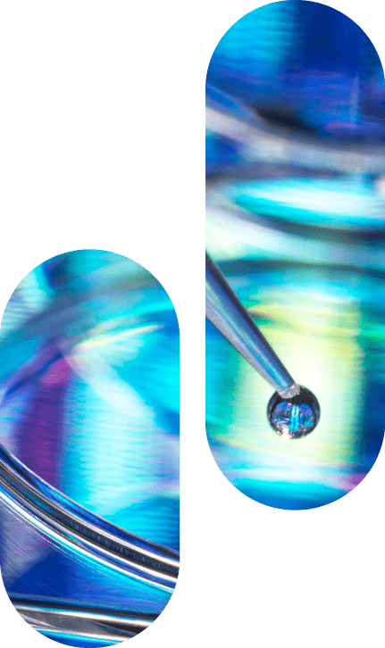 Pipetting a DNA (deoxyribonucleic acid) sample into a multiwell plate with DNA information in the background