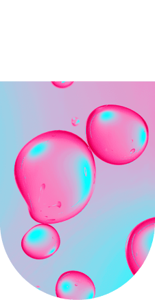 Neon pink and blue molecules. 3D drops pattern. Beauty background. Cosmetic products for makeup and skin care. Cosmetology.