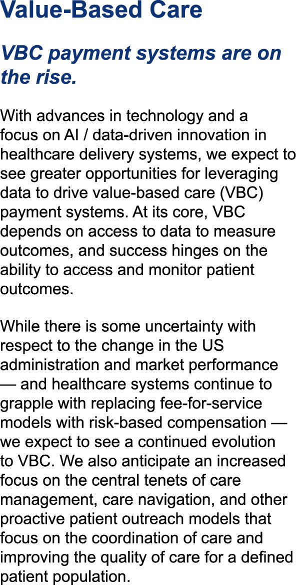 ﻿Value Based Care VBC payment systems are on the rise. With advances in technology and a focus on AI / data driven in...