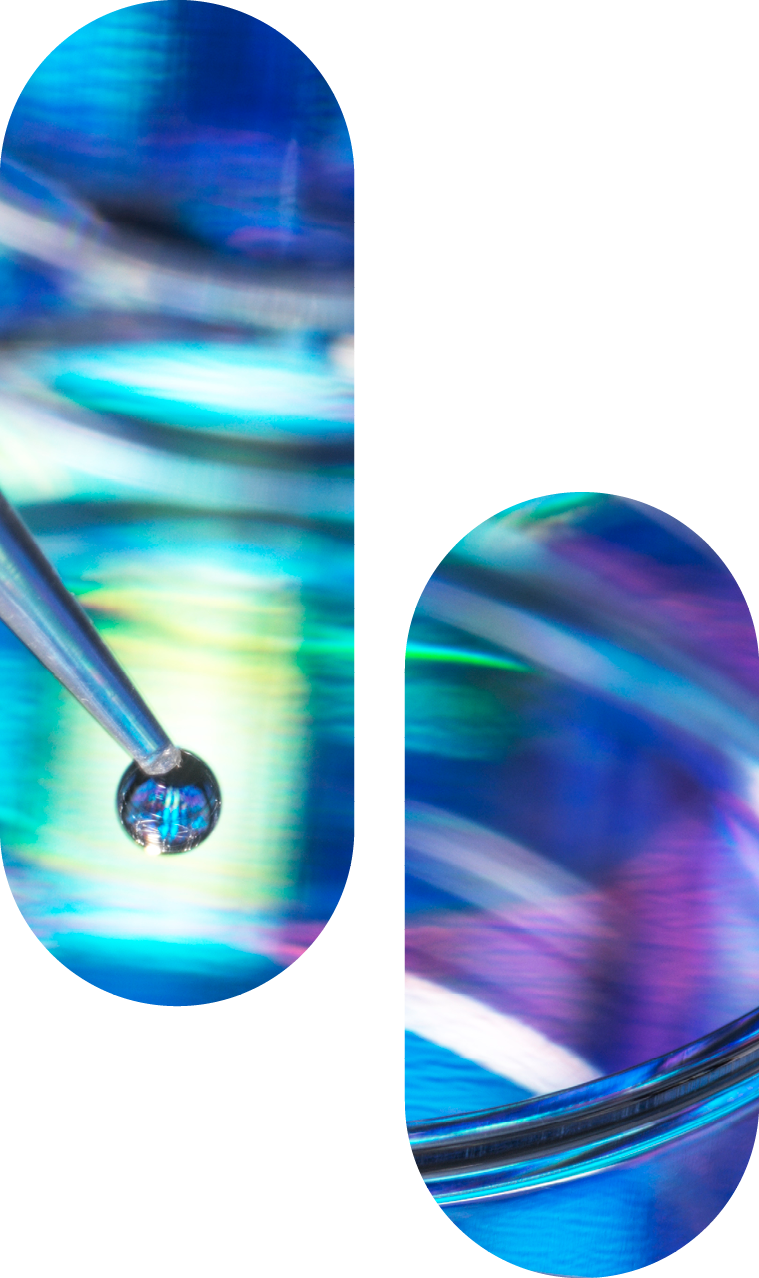 Pipetting a DNA (deoxyribonucleic acid) sample into a multiwell plate with DNA information in the background