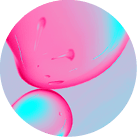 Neon pink and blue molecules. 3D drops pattern. Beauty background. Cosmetic products for makeup and skin care. Cosmetology.