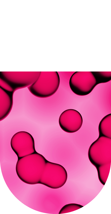 Pink molecules. 3D drops pattern. Beauty background. Cosmetic products for makeup and skin care. Cosmetology.