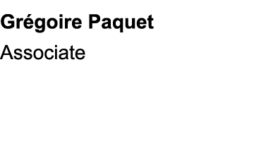 Gr goire Paquet Associate