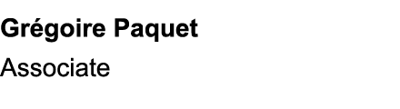 Gr goire Paquet Associate