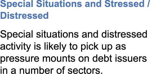 Special Situations and Stressed / Distressed Special situations and distressed activity is likely to pick up as press...