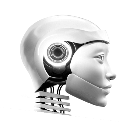 Digital generated image of artificial intelligence robot working with numbers