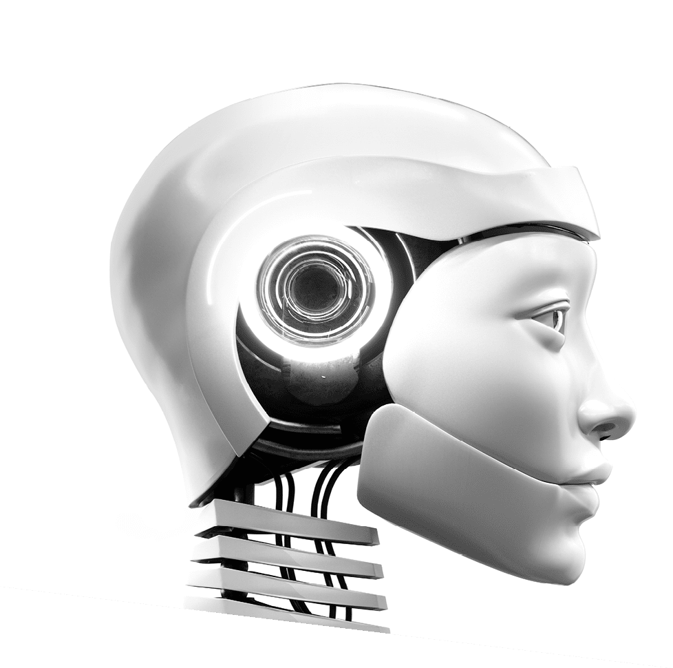 Digital generated image of artificial intelligence robot working with numbers