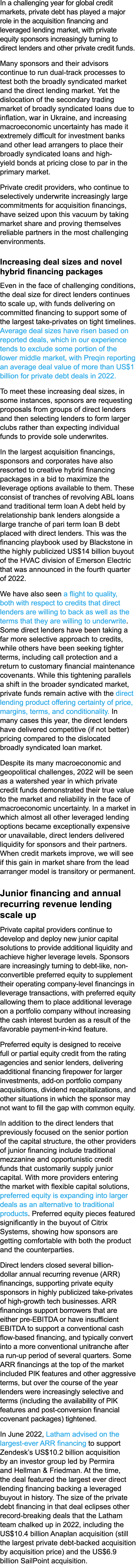 In a challenging year for global credit markets, private debt has played a major role in the acquisition financing an...