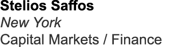 Stelios Saffos New York Capital Markets / Finance