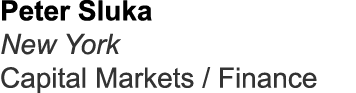 Peter Sluka New York Capital Markets / Finance