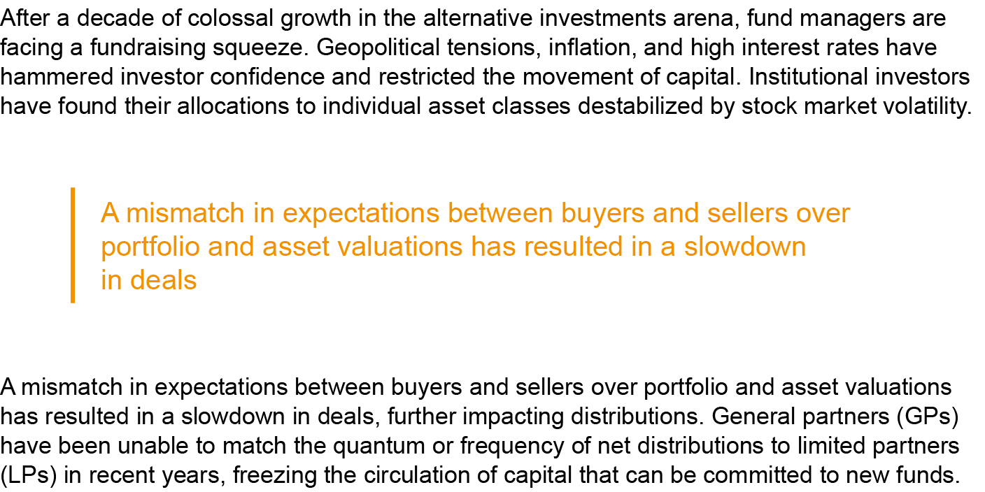 After a decade of colossal growth in the alternative investments arena, fund managers are facing a fundraising squeez...