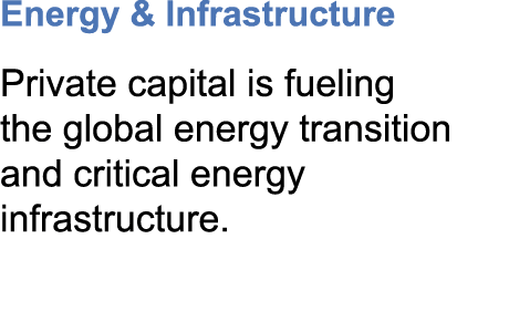 Energy & Infrastructure Private capital is fueling the global energy transition and critical energy infrastructure.