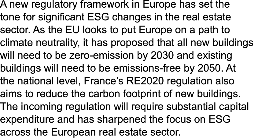 A new regulatory framework in Europe has set the tone for significant ESG changes in the real estate sector. As the E...