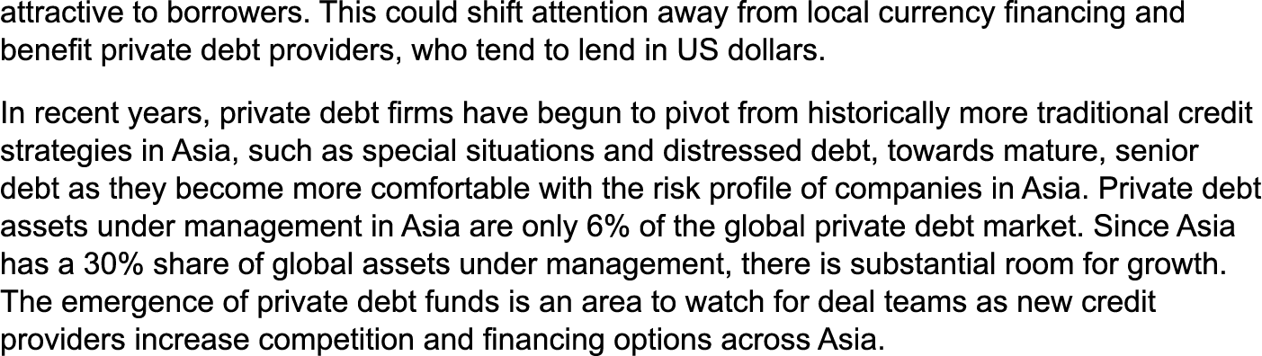 attractive to borrowers. This could shift attention away from local currency financing and benefit private debt provi...