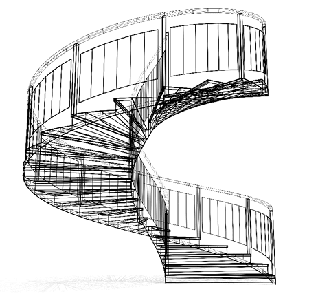 Stairs realistic illustration. Abstract architecture. 3D rendering