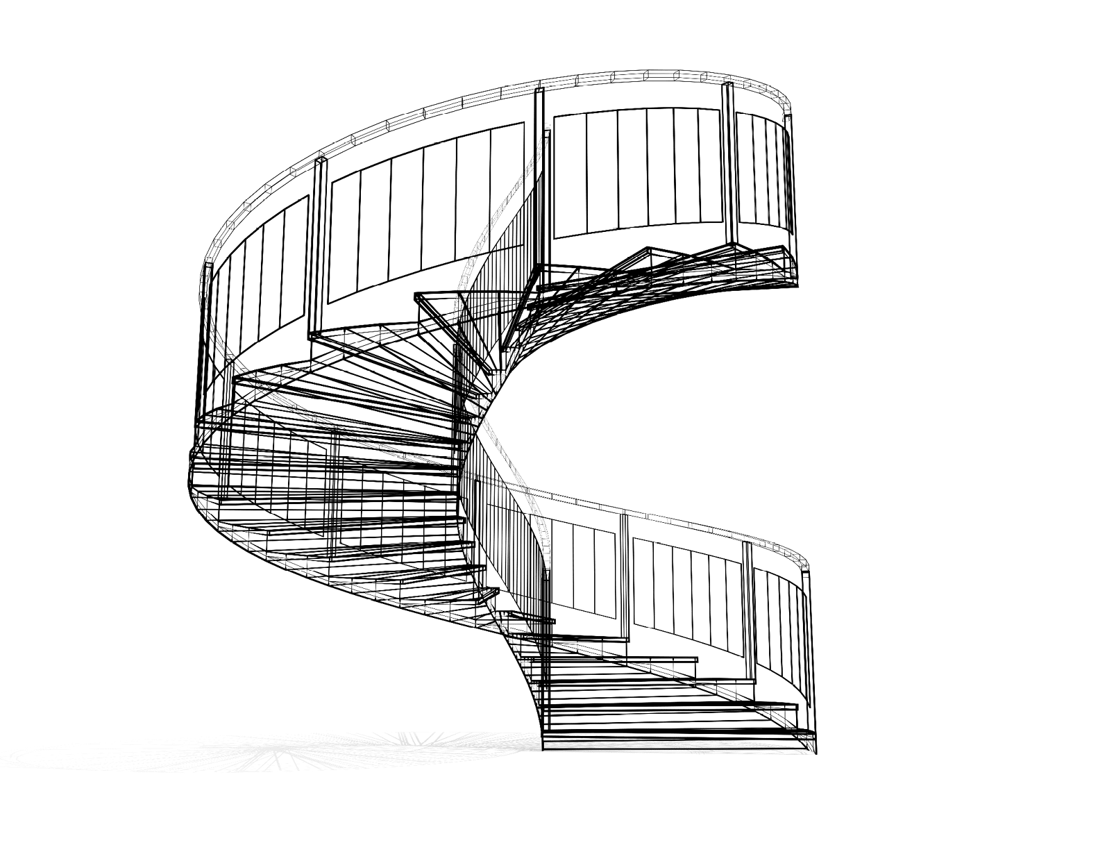 Stairs realistic illustration. Abstract architecture. 3D rendering