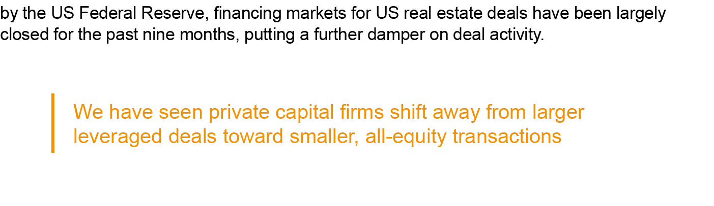 by the US Federal Reserve, financing markets for US real estate deals have been largely closed for the past nine mont...