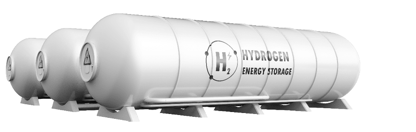 3d rendering energy storage system or battery container unit with hydrogen power in tank