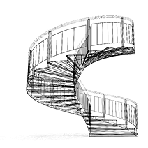 Stairs realistic illustration. Abstract architecture. 3D rendering