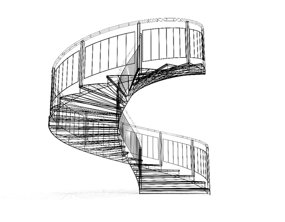 Stairs realistic illustration. Abstract architecture. 3D rendering
