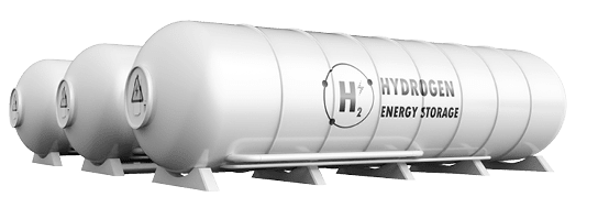 3d rendering energy storage system or battery container unit with hydrogen power in tank