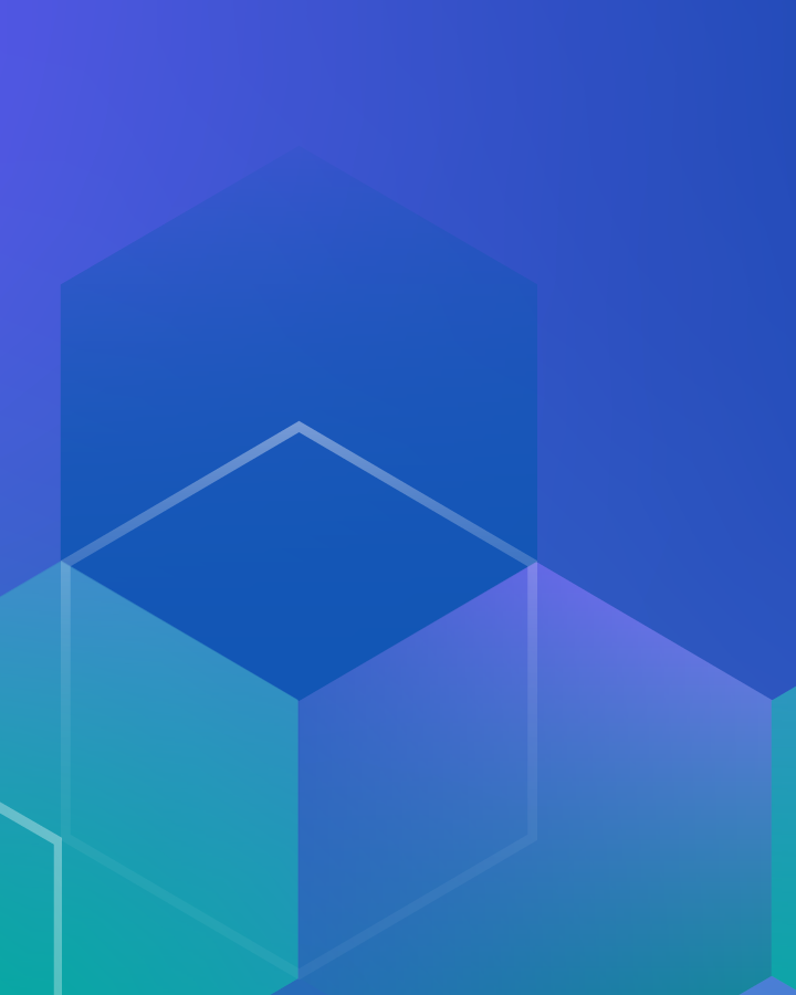 A blue and white geometric shape. Description generated by AI