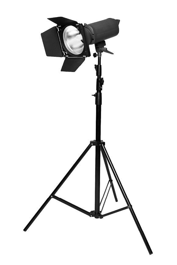 Studio flash light on stand isolated on white