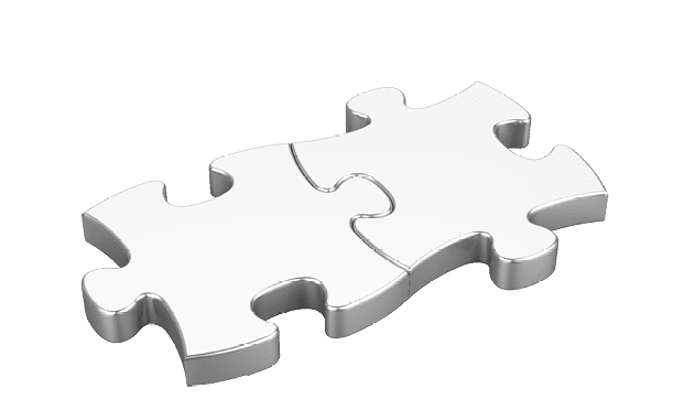 Two Puzzle Pieces isolated on white background. 3D render