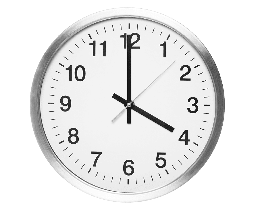 four o'clock on quartz clock.