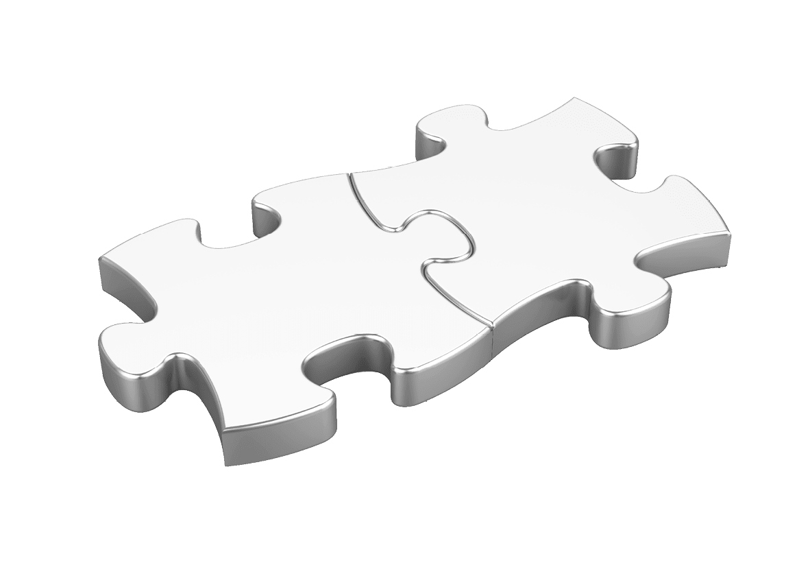 Two Puzzle Pieces isolated on white background. 3D render