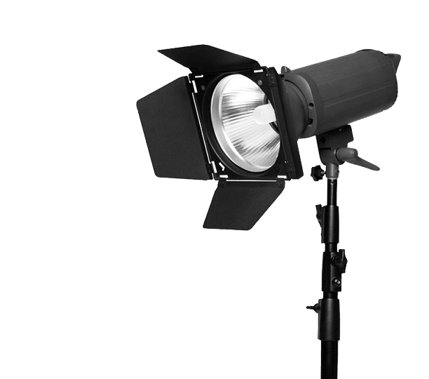 Studio flash light on stand isolated on white