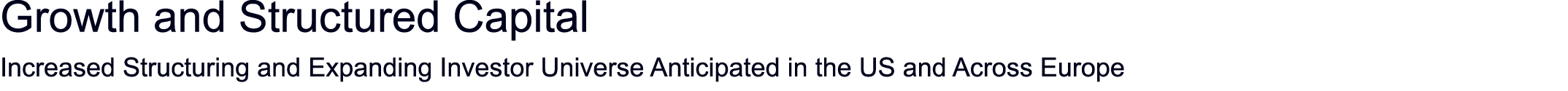 Growth and Structured Capital Increased Structuring and Expanding Investor Universe Anticipated in the US and Across    