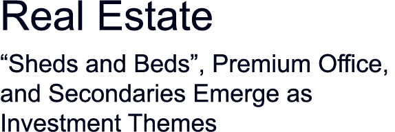 Real Estate  Sheds and Beds , Premium Office, and Secondaries Emerge as Investment Themes