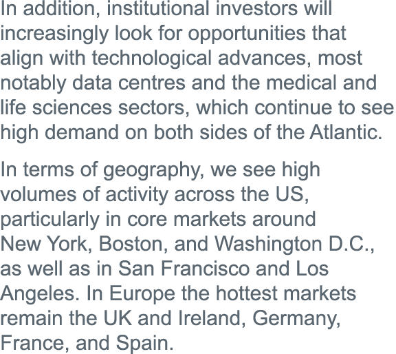 In addition, institutional investors will increasingly look for opportunities that align with technological advances,   